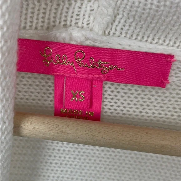 Lilly Pulitzer Tatum Long Sleeve White Women's XS Cardigan Sweater with Fringe - Picture 9 of 9